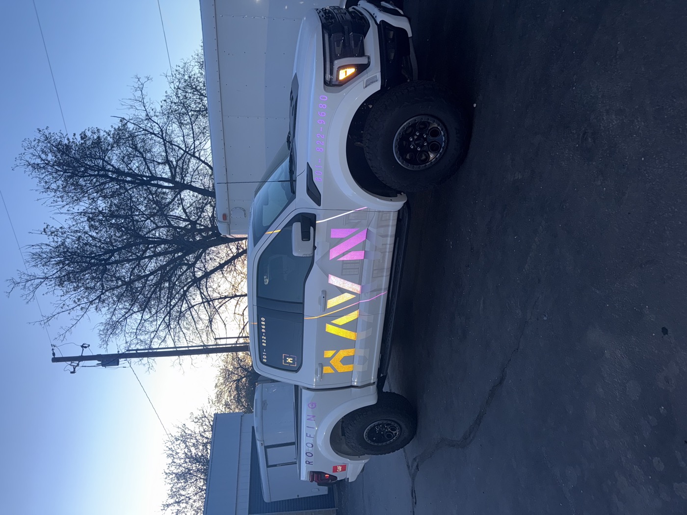 HAVN Roofing F-150 Raptor iridescent wrap — Summit Wraps Utah