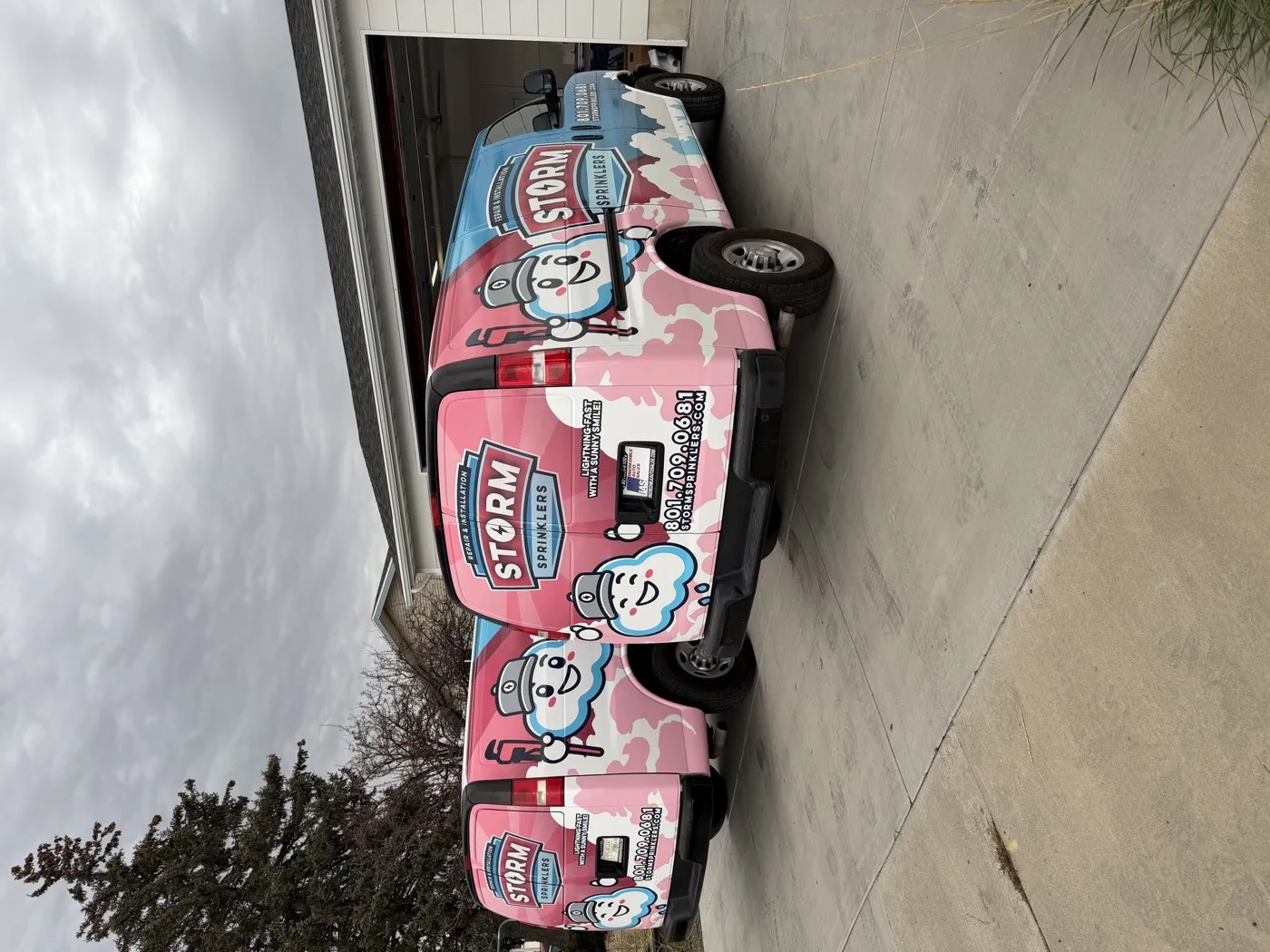 Storm Sprinklers fleet van wrap installed by Summit Wraps in Utah