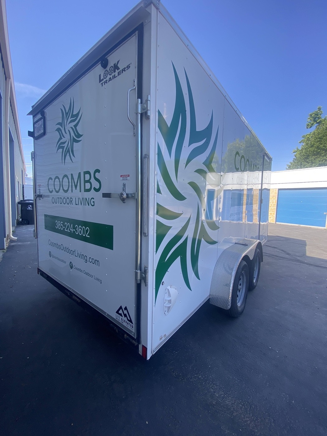 Coombs Outdoor Living trailer wrap — Summit Wraps Utah